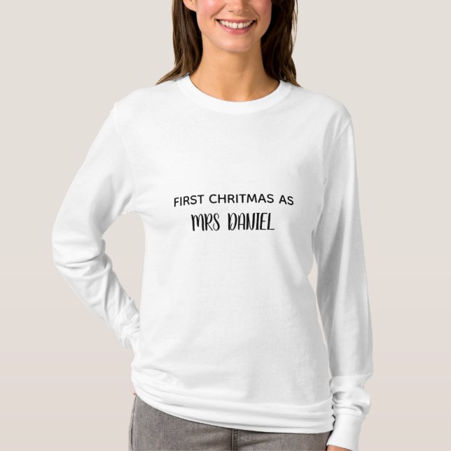 T-shirt Premier Noël en tant que Mme Chemise Nom Personnal (Devant)