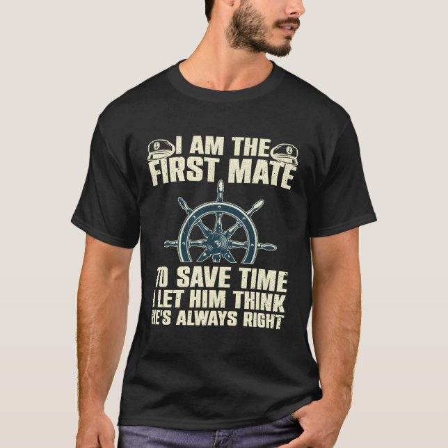 T-shirt Premier Rendez-Vous Pour Pontoon Bateau Capitaine  (Devant)