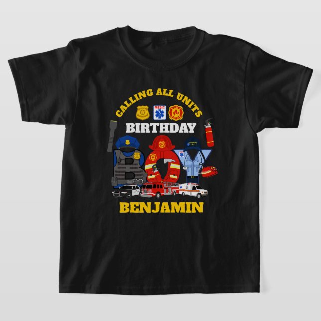 T-shirt Premier répondant Anniversaire Garçon | urgence (Poser)