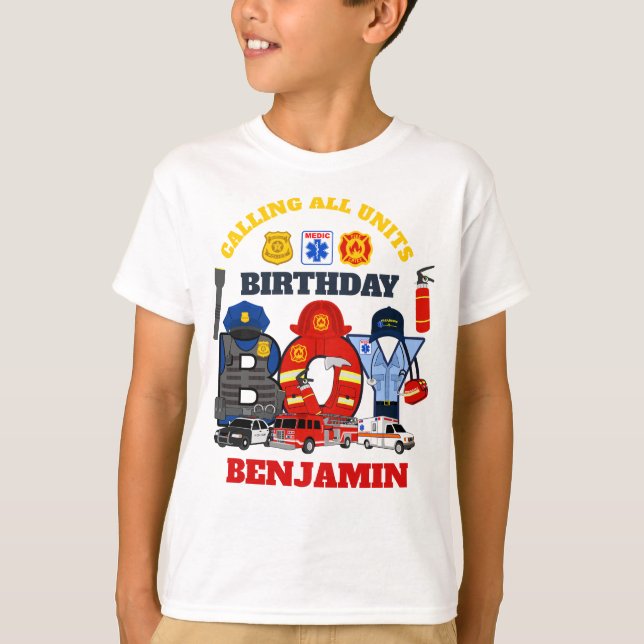 T-shirt Premier répondant Anniversaire Garçon | urgence (Devant)