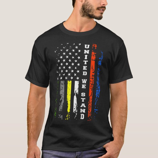 T-shirt Premier répondeur ligne fine chemise patriotique a (Devant)