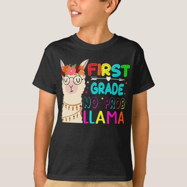 T-shirt Première Année No Prob Llama Retour À L'École 1Ème (Devant)