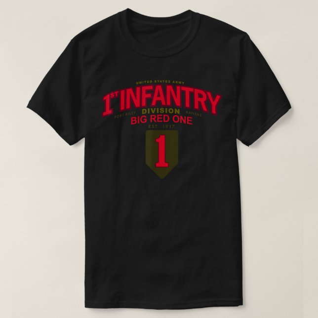 T-shirt Première division d'infanterie - Big Red One, Fort (Design devant)
