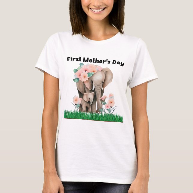 T-shirt Première fête des mères éléphant mignon (Devant)
