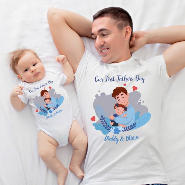 T-shirt Première fête des pères nouveau papa et bébé jumel (Créateur téléchargé)