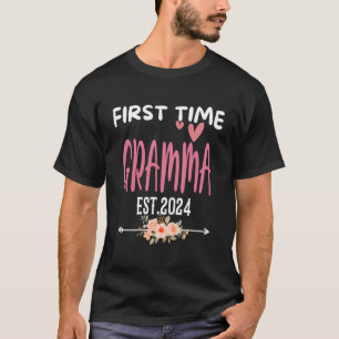 T-shirt Première Grossesse Fleur Mignonne Gramma Est2024