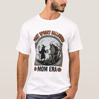 T-shirt Première Maman Halloween Gravure Vintage Sorcière