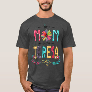T-shirt Première maman maintenant Teresa Fleurs sauvages B