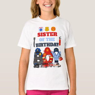 T-shirt Première réponse Soeur du garçon d'anniversaire