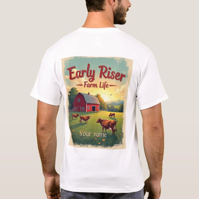 T-shirt Première Riser Retro Farm Grange Scène (Dos)