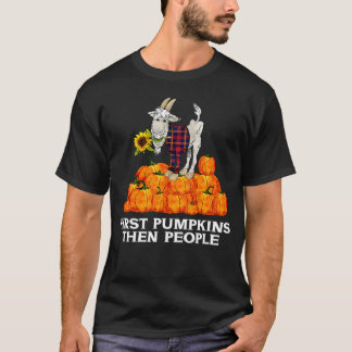 T-shirt Premières citrouilles puis personnes  Yoga de chèv