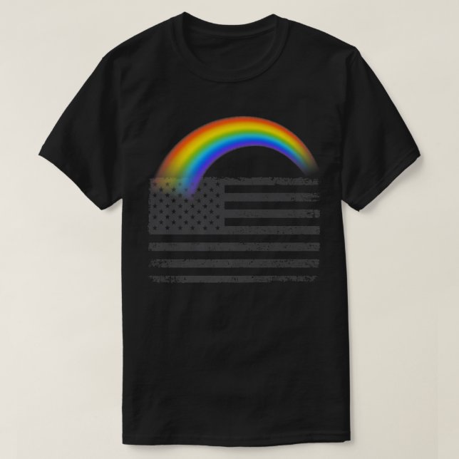 T-Shirt Premium LGBTQ drapeau américain arc-en-cie (Design devant)