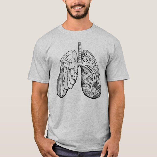 T-shirt "Prendre l'air" - poumon paisley avec aile (Devant)