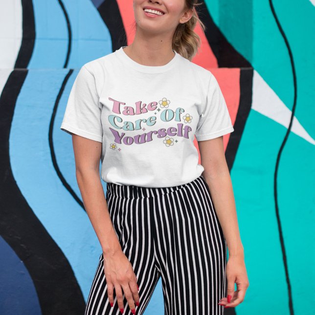 T-shirt Prenez soin de vous Fleur sauvage de marguerite ré (Créateur téléchargé)