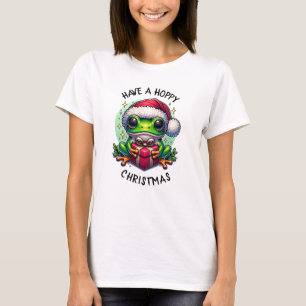 T-shirt Prenez un Noël Hoppy Pun de grenouille