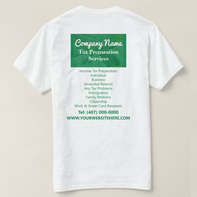 T-shirt Préparation de la taxe (Préparateur)  (Design dos)
