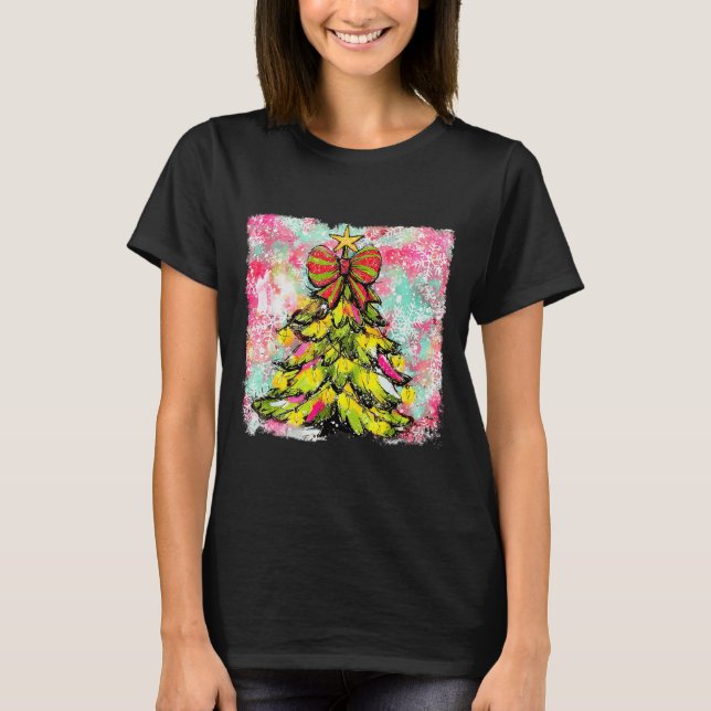 T-shirt Preppy Christmas Tree Sungles Coquette Xmas Girly  (Devant)