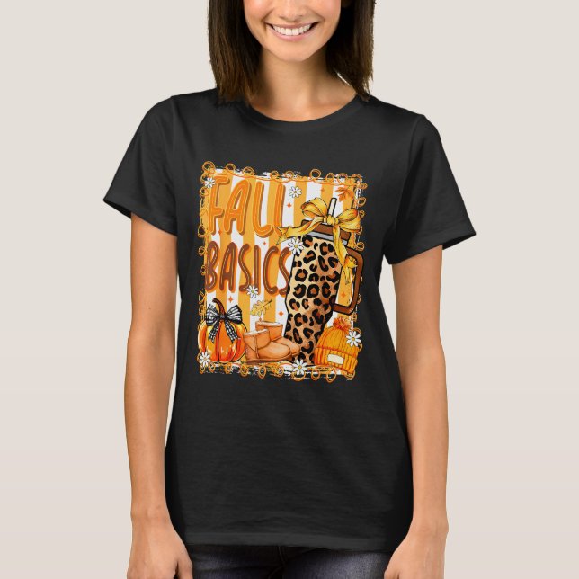 T-shirt Preppy Fall Basics Coquette Bow Pumpkin Autumn Wom (Devant)