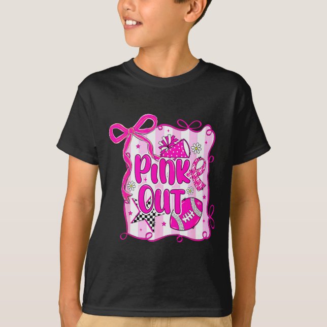 T-shirt Preppy Football Nk Out Coquette Breast Cancer Chee (Devant)
