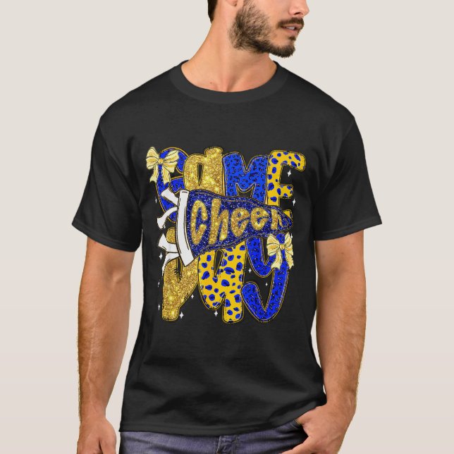 T-shirt Preppy Game Day Football Mom Pennant Flag Cheer Bl (Devant)