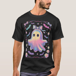T-shirt Preppy Halloween Ghost Boo Ghost Coquette Éffrayan