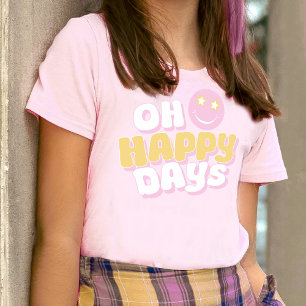 T-shirt Preppy Oh Happy Days slogan smilie face