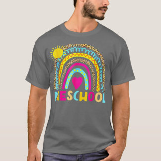 T-shirt Préscolaire Arc-En-Ciel Retour À L'École Enseignan