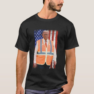 T-shirt Président Trump Garbage Truck Worker Vest USA Drap