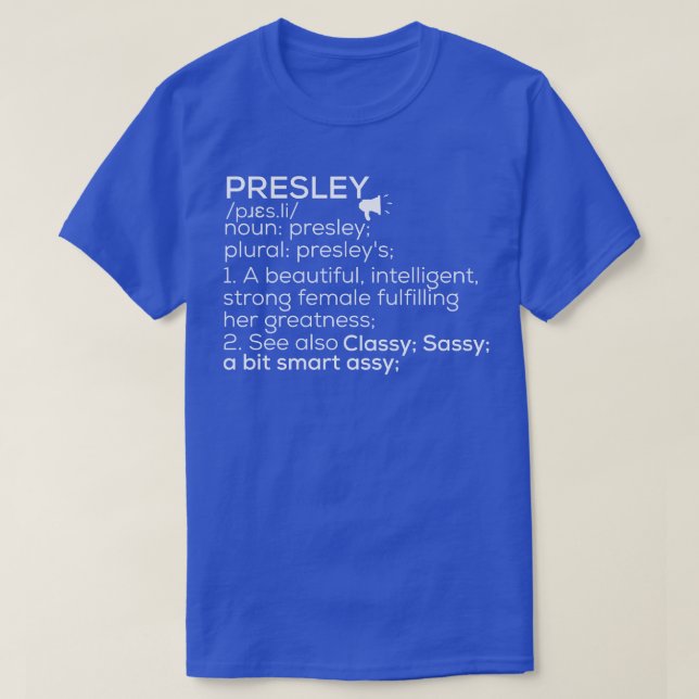 T-shirt Presley Nom Presley Définition Presley Femme Nam (Design devant)