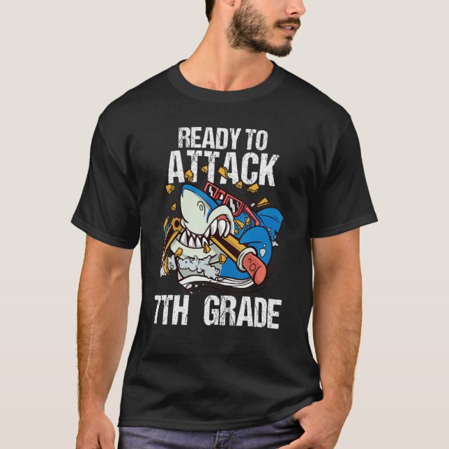 T-shirt Prêt À Attaquer Des Garçons De 7E Année Shark Reve (Devant)