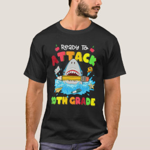 T-shirt Prêt À Attaquer Les Amateurs De Requin De 10E Anné