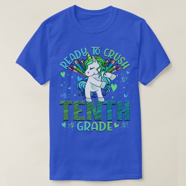 T-shirt Prêt à écraser 10e année de retour à l'école Uni (Design devant)