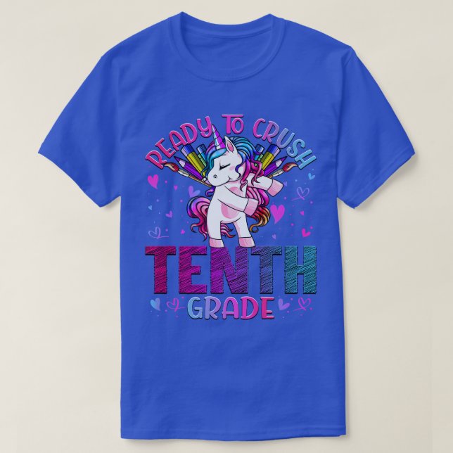 T-shirt Prêt à écraser 10e année de retour à l'école Uni (Design devant)