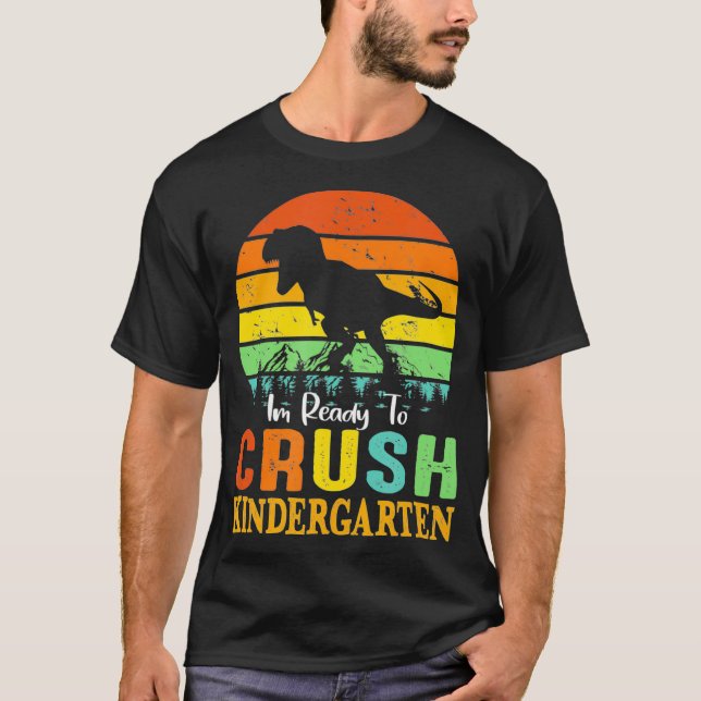 T-shirt Prêt À Écraser Le Jardin D'Enfants Dinosaure Vinta (Devant)
