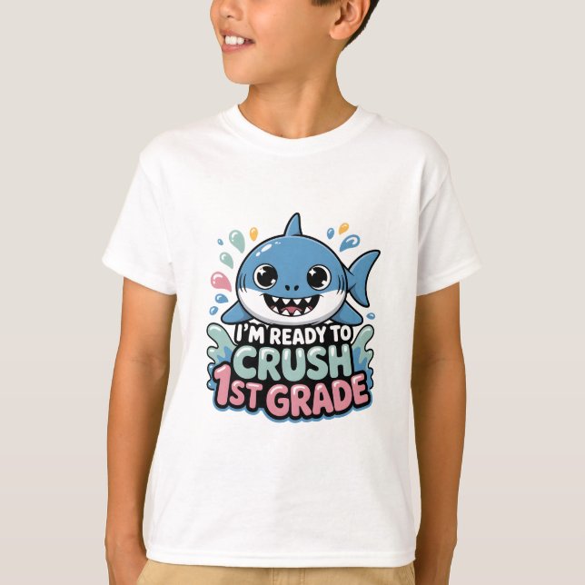 T-shirt Prêt à écraser le requin de 1ère qualité (Devant)