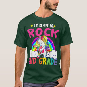 T-shirt Prêt À Rocher 2E Grade Cute Unicorn Flossing Girl