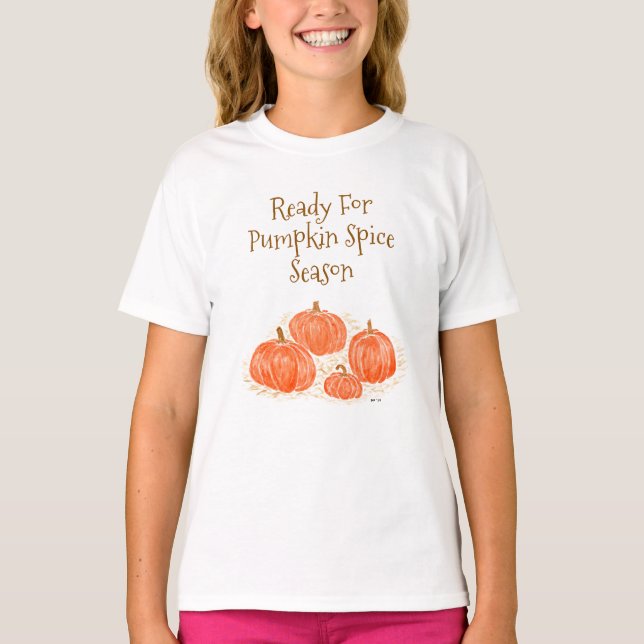 T-shirt Prêt pour le Citrouille d'aquarelle de saison des  (Devant)