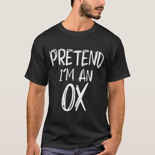 T-shirt Pretend I'm A Ox Costume Halloween Party Family La (Devant)