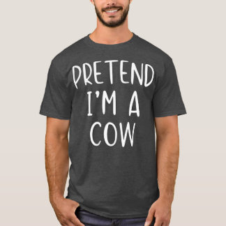 T-shirt Prétendre Costume de vache Halloween Lazy Easy