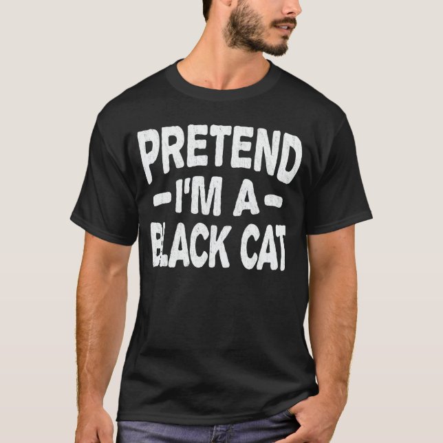 T-shirt Prétendre que je suis un chat noir Easy Halloween  (Devant)