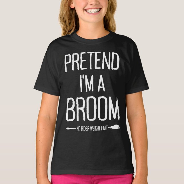T-shirt Prétendre Un Broom Drôle Dernière Minute Lazy Hall (Devant)