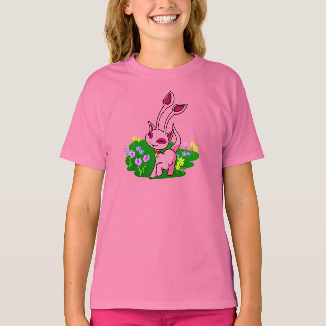 T-shirt Prêter l'Aisha rose à travers les fleurs (Devant)