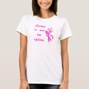 T-shirt pretty pink breast cancer butterfly on a flowing l