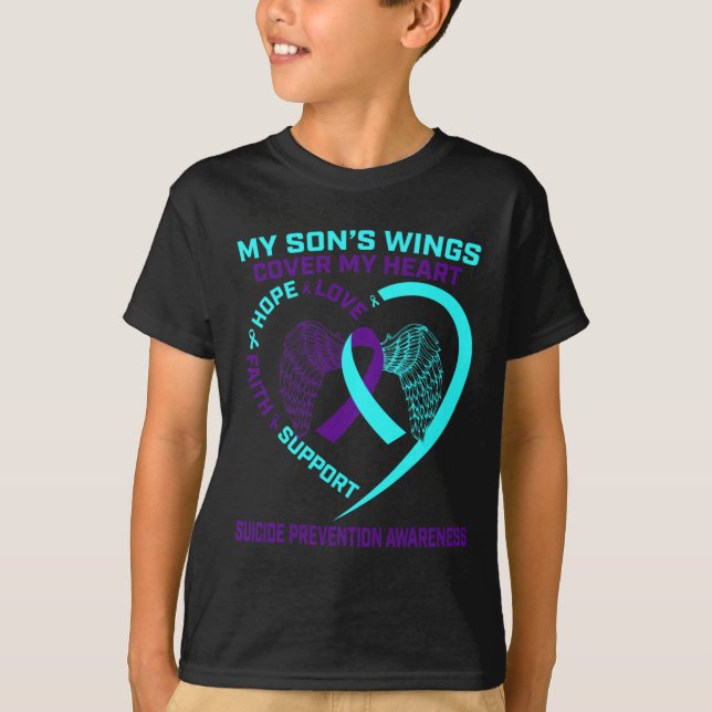 T-shirt Prévention du suicide turquoise et pourri Fils H (Devant)