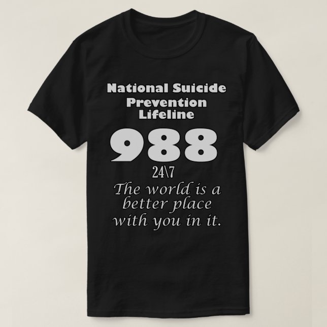 T-shirt Prévention nationale du suicide Ligne de vie 988 a (Design devant)