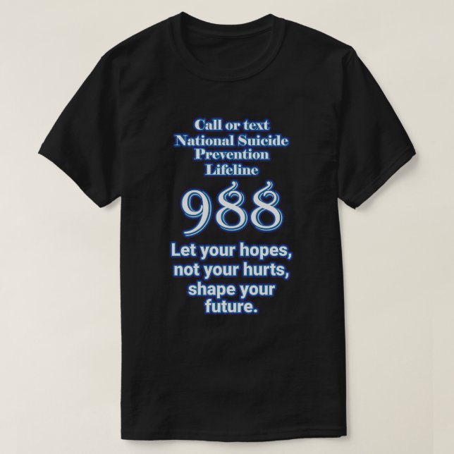 T-shirt Prévention nationale du suicide Ligne de vie 988 L (Design devant)