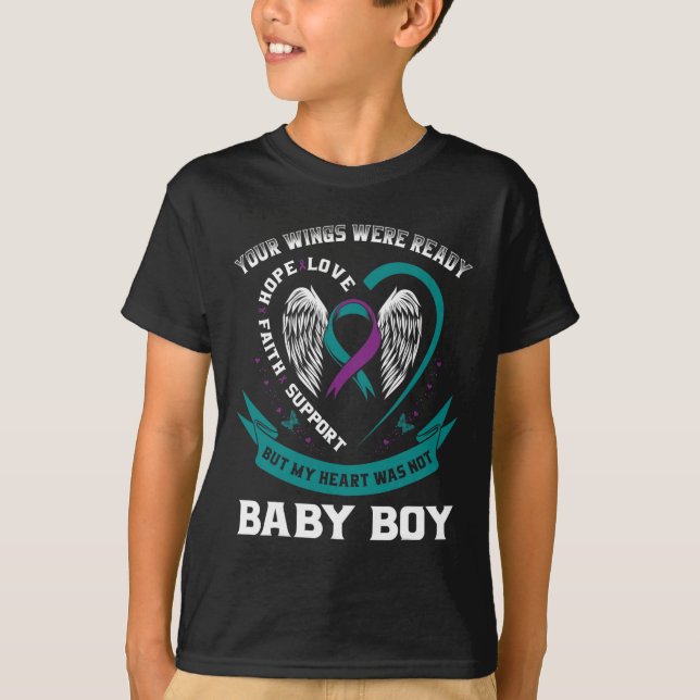 T-shirt Prévention turquoise du suicide par le ruban viole (Devant)