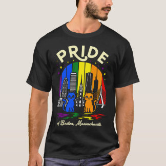 T-shirt Pride Boston City Massachusetts Rainbow Flag