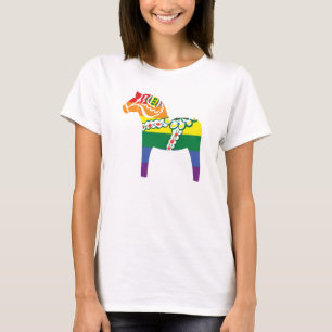 T-shirt Pride Dalahäst   Cheval de Dala aux couleurs du dr