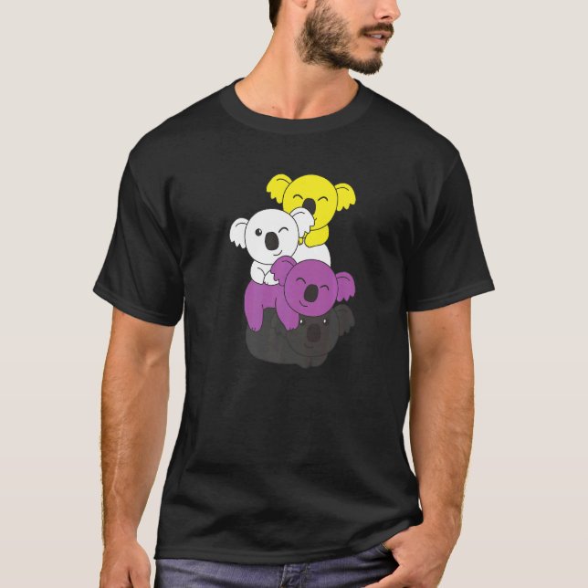 T-shirt Pride du drapeau non binaire Lgbtq Koalas Cute Non (Devant)